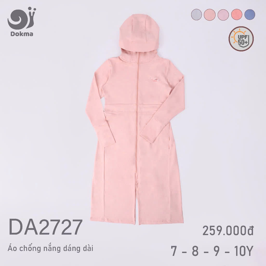 (19-29kg, 7-10Y) Áo Chống Nắng Dáng Dài Xinh Xắn Dokma DA2727