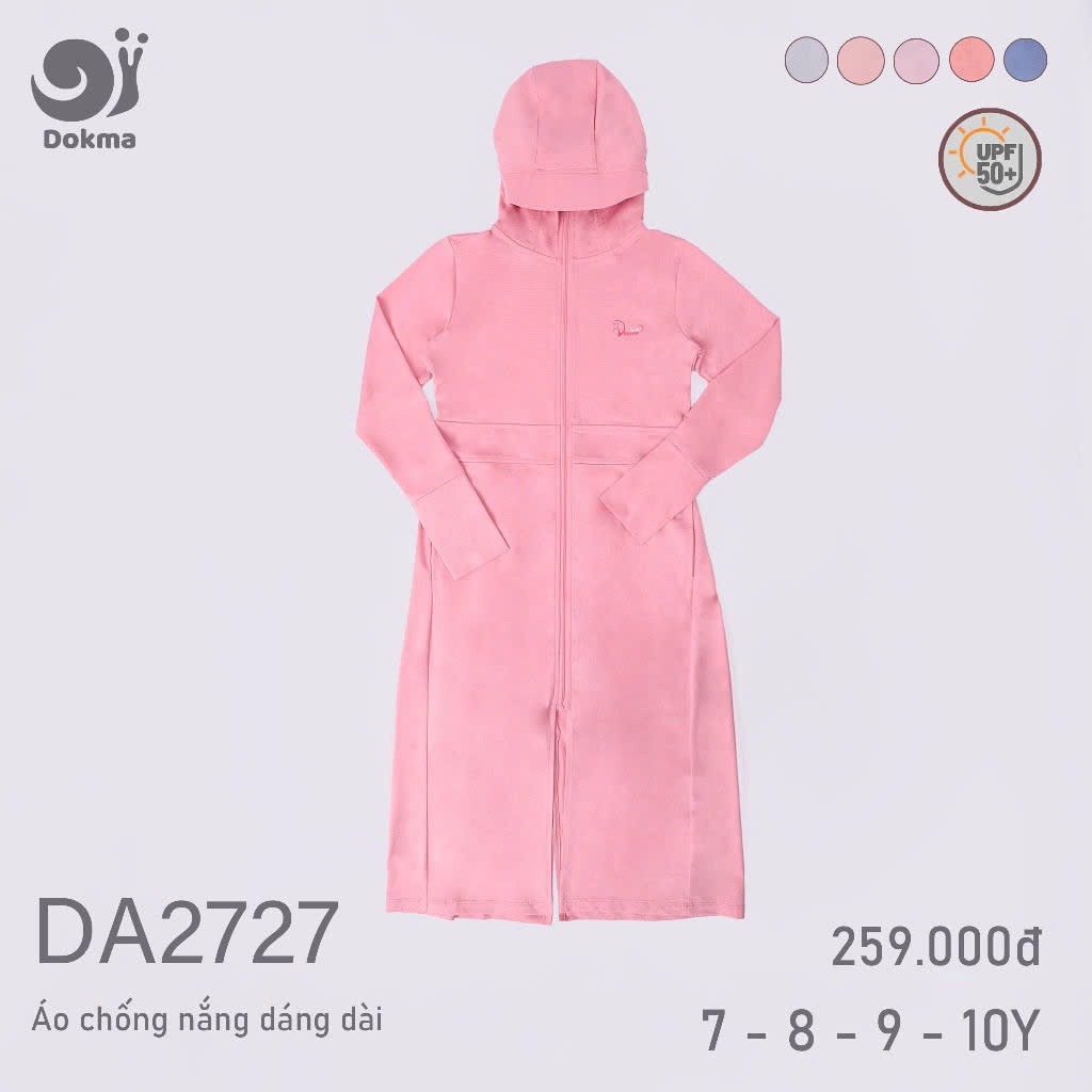 (19-29kg, 7-10Y) Áo Chống Nắng Dáng Dài Xinh Xắn Dokma DA2727