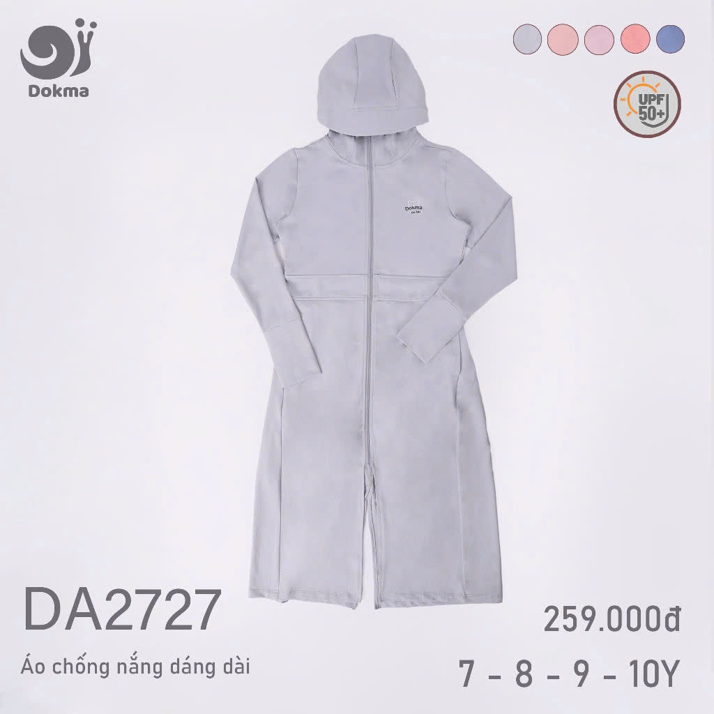 (19-29kg, 7-10Y) Áo Chống Nắng Dáng Dài Xinh Xắn Dokma DA2727
