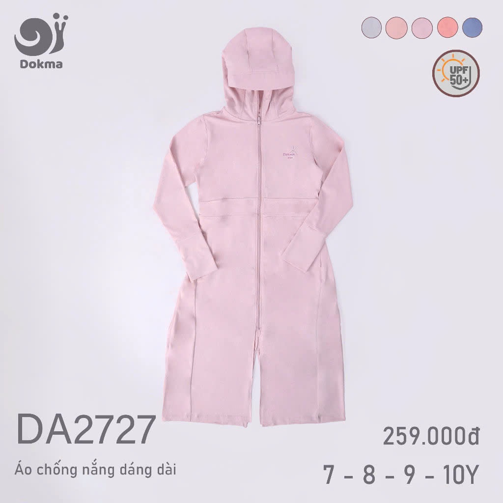 (19-29kg, 7-10Y) Áo Chống Nắng Dáng Dài Xinh Xắn Dokma DA2727