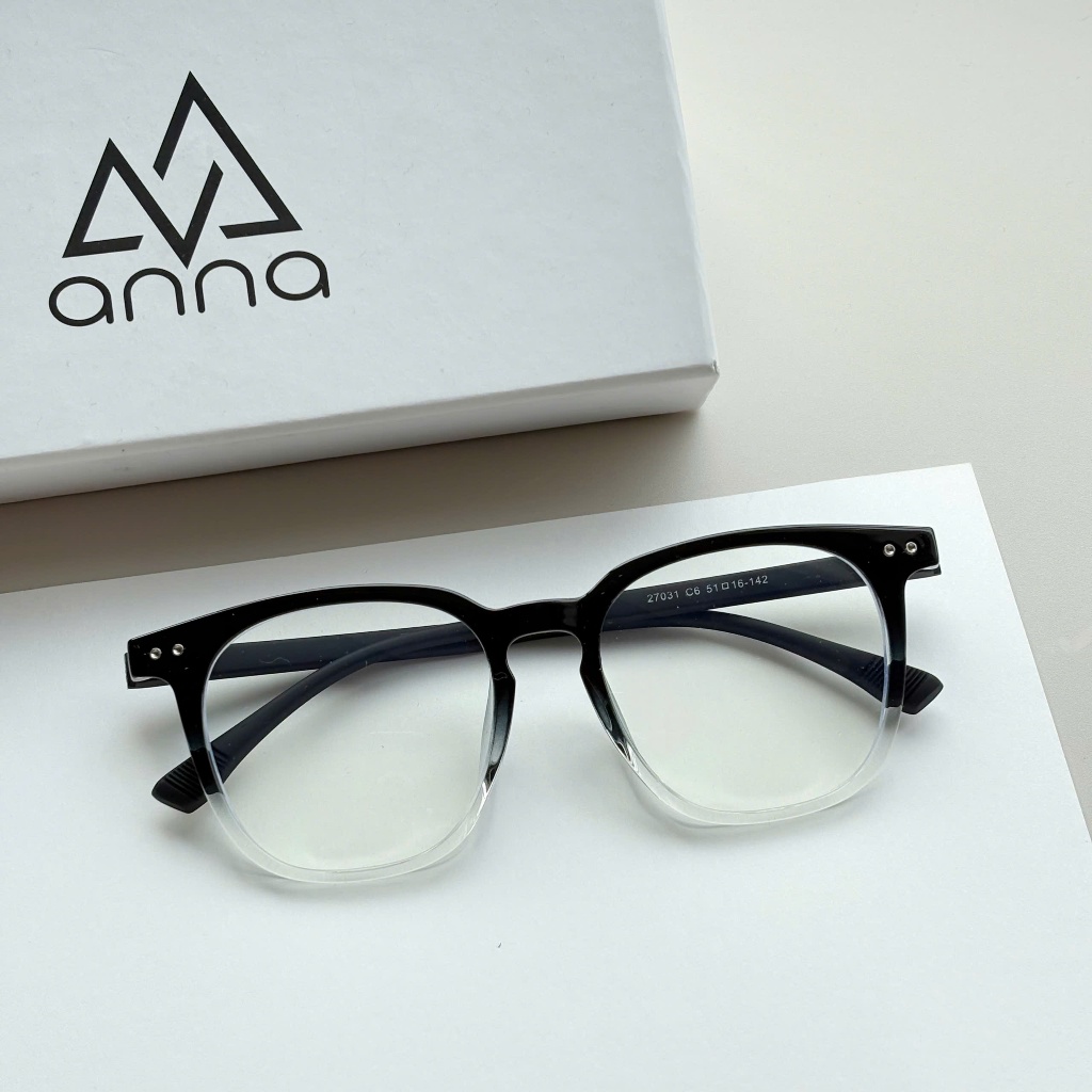 Ảnh Gọng kính cận thời trang nam nữ ANNA dáng vuông nhựa dẻo mắt to unisex cá tính OL 27031 3