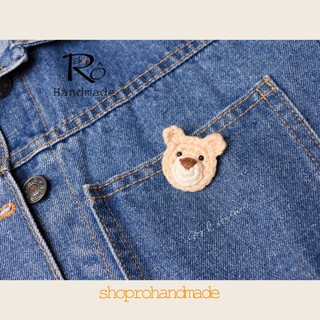 Ghim cài áo gấu nâu kem dễ thương huy hiệu 3cm |Pin, trâm cài balo, cặp, huy hiệu |Shop Rô Handmade