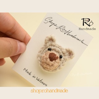 Ghim cài áo gấu nâu kem dễ thương huy hiệu 3cm |Pin, trâm cài balo, cặp, huy hiệu |Shop Rô Handmade