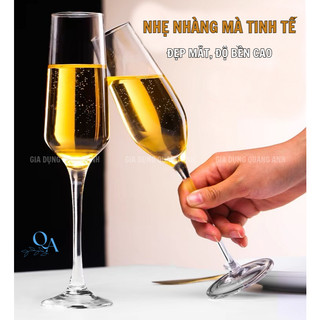 Bộ 6 ly thuỷ tinh uống vang CHAMPAGNE cao cấp | Ly sâm panh thuỷ tinh | Phong Cách LUXURY 200ML