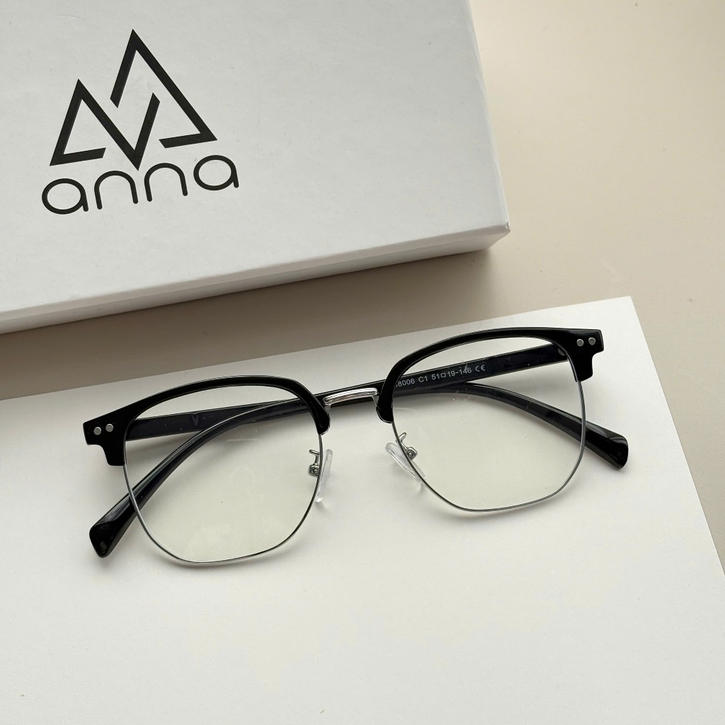 Ảnh Gọng kính cận thời trang nam nữ ANNA dáng kim loại nửa viền dáng vuông unisex cá tính OL 88006 3