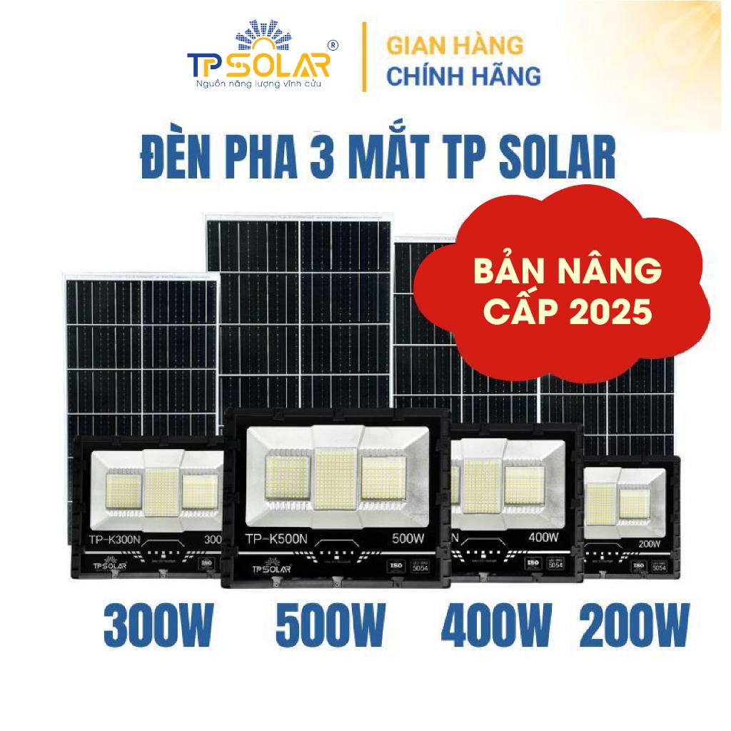Ảnh Đèn Pha Năng Lượng Mặt Trời TP SOLAR Siêu Sáng Bản Nâng Cấp 200W,300W,600W Vỏ Nhôm Đúc, Chống Nước IP68 - Bảo Hành 3 Năm 1