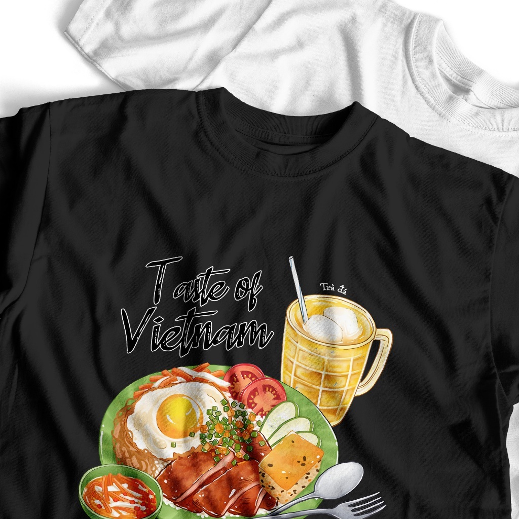 Áo phông cổ tròn nam nữ in hình MÓN ĂN VIỆT  CƠM TẤM SƯỜN CHẢ chất liệu cotton thoáng mát tạo nên sự thoải mái TA297