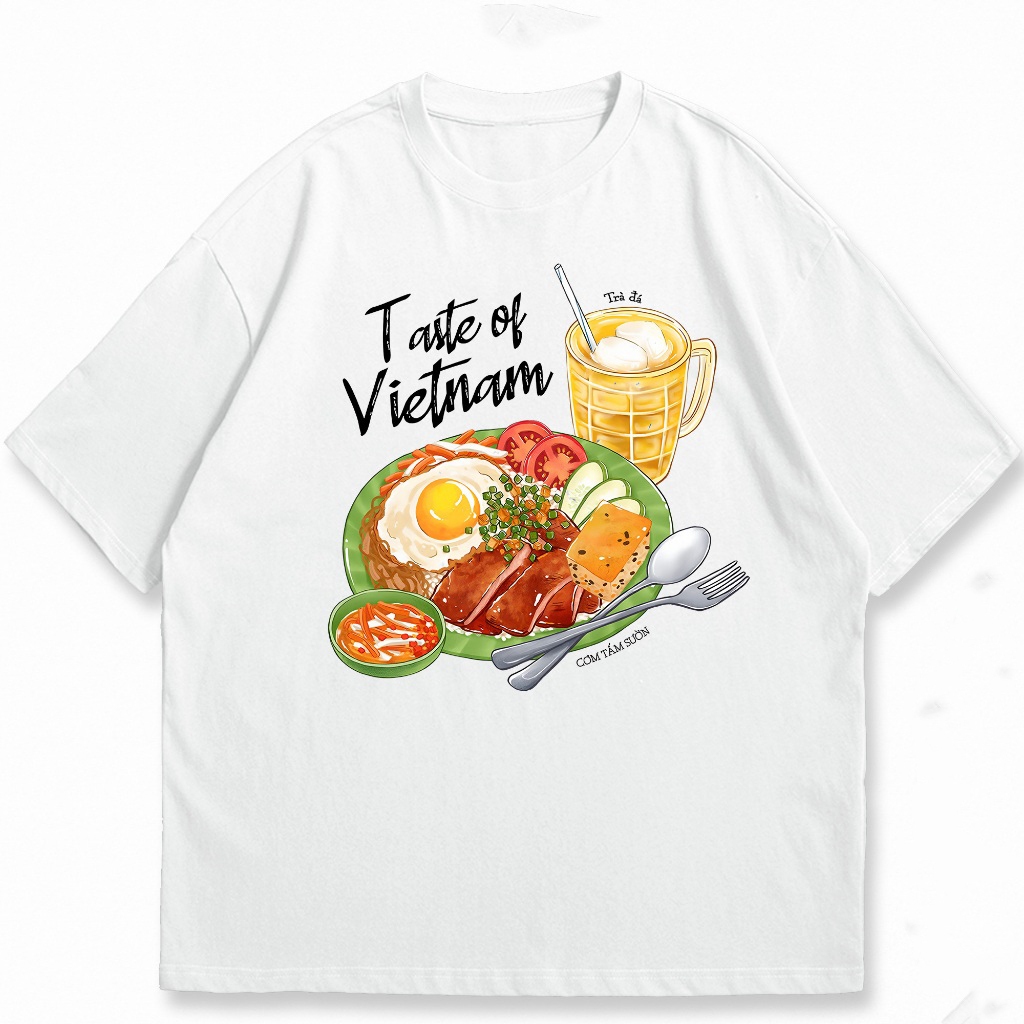 Áo phông cổ tròn nam nữ in hình MÓN ĂN VIỆT  CƠM TẤM SƯỜN CHẢ chất liệu cotton thoáng mát tạo nên sự thoải mái TA297