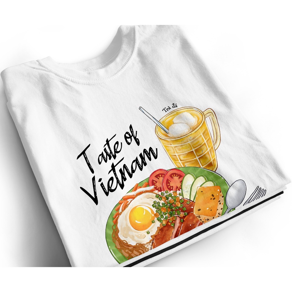 Áo phông cổ tròn nam nữ in hình MÓN ĂN VIỆT  CƠM TẤM SƯỜN CHẢ chất liệu cotton thoáng mát tạo nên sự thoải mái TA297