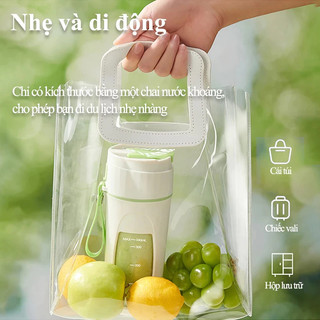 Máy Xay Sinh Tố Mini Cầm Tay 340ml,Cốc Xay Sinh Tố Du Lịch Sạc USB, Máy Xay Trái Cây Cầm Tay Nhỏ Gọn