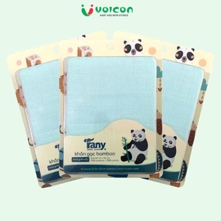 Hộp 10c khăn sữa sợi tre kháng khuẩn Fany mẫu trơn và họa tiết dễ thương cho bé