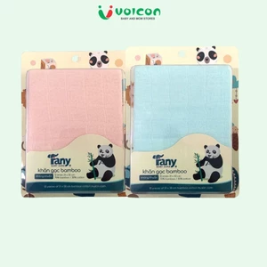 Hộp 10c khăn sữa sợi tre kháng khuẩn Fany mẫu trơn và họa tiết dễ thương cho bé