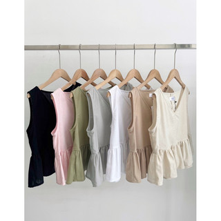 Anne top - áo linen cộc tay phối bèo Ma Vie