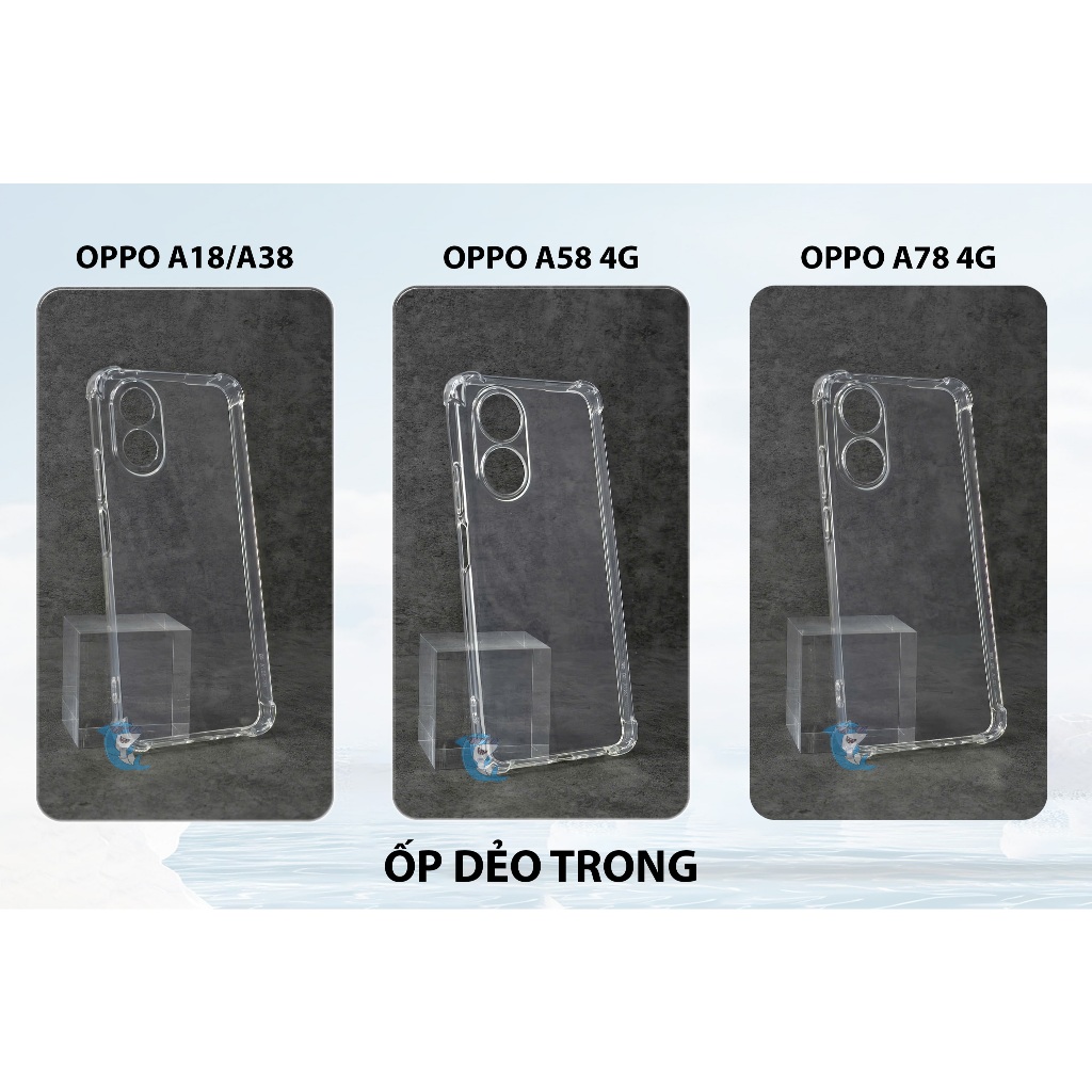 Ốp lưng OPPO A18 / A38 / A58 / A78 4G silicon trong suốt dẻo cao cấp chống sốc bảo vệ điện thoại