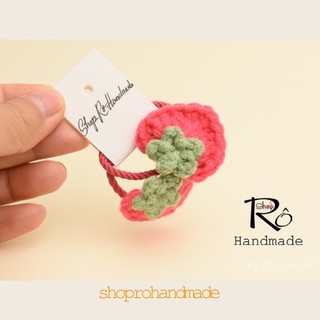 Dây buộc tóc dâu tây len xinh cho bé gái 3cm |Đồ cột tóc trái cây Handmade |Shop Rô Handmade