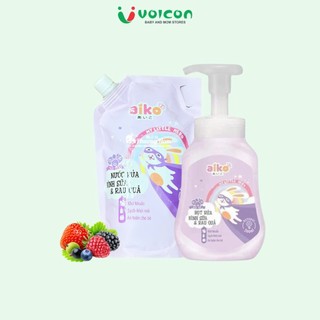 [Chai 500ml + tặng kèm túi nước rửa 650ml] Nước rửa bình sữa & rau quả tạo bọt Aiko 500ml