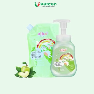 [Chai 500ml + tặng kèm túi nước rửa 650ml] Nước rửa bình sữa & rau quả tạo bọt Aiko 500ml