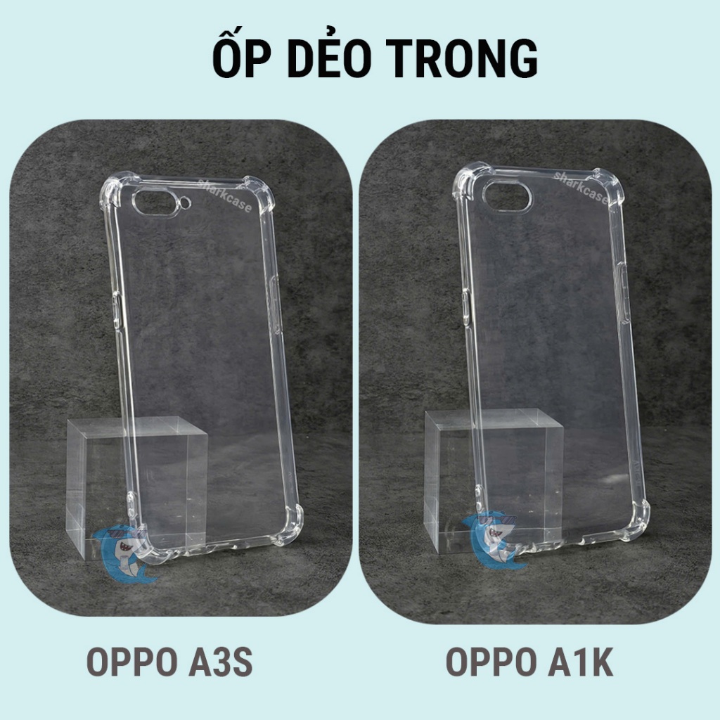 Ốp lưng OPPO A3S, A1K silicon trong suốt dẻo cao cấp chống sốc bảo vệ điện thoại viền vuông