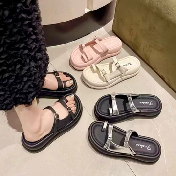 Dép Xỏ Ngón Nữ Đế Cao 4cm Phong Cách Hàn Quốc 2024, Dép Nữ Dễ Dàng Phối Đồ.4 khóa gài