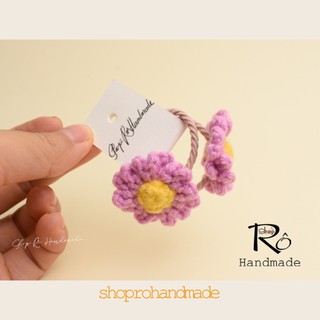 Dây buộc tóc hoa cúc xinh cho bé gái 3cm |Cột tóc len Handmade thanh lịch |Shop Rô Handmade