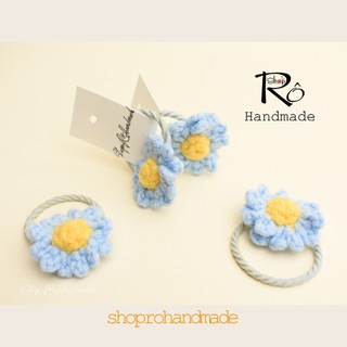 Dây buộc tóc hoa cúc xinh cho bé gái 3cm |Cột tóc len Handmade thanh lịch |Shop Rô Handmade