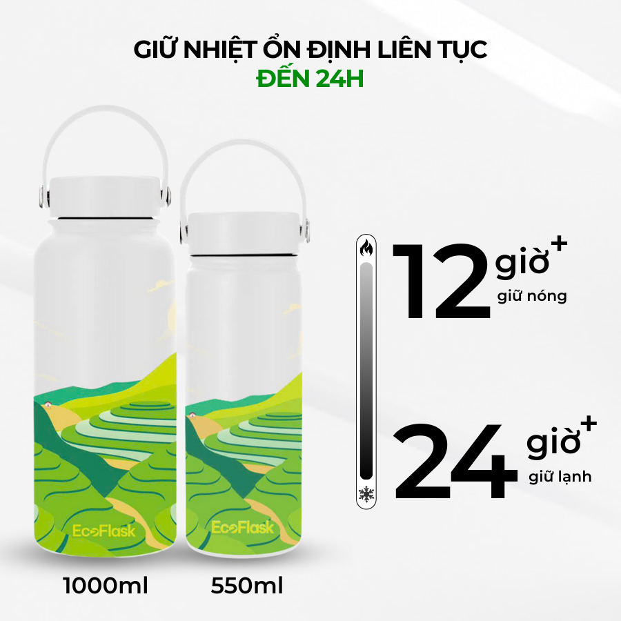 Ảnh Bình giữ nhiệt EcoFlask 550ml/1000ml thiết kế hoạ tiết Ruộng Bậc Thang - Bình giữ nhiệt cao cấp chính hãng, inox 304 1