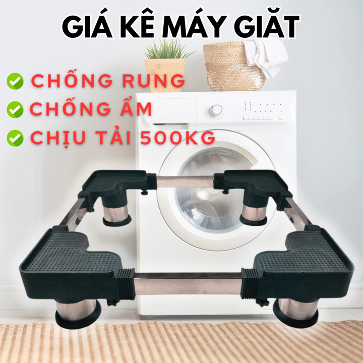 Chân Máy Giặt Chống Rung Kệ Máy Giặt Tăng Giảm Kích Thước Chống Trượt Chịu Tải 400kg Hàng Chính Hãng