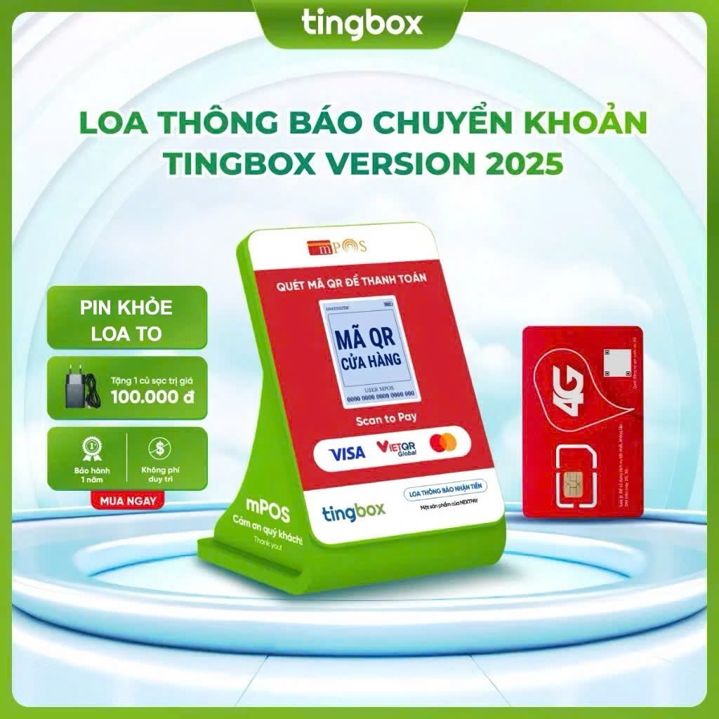 Loa thông báo chuyển khoản Tingbox Ver2 | Kèm Sim | Shopee Việt Nam