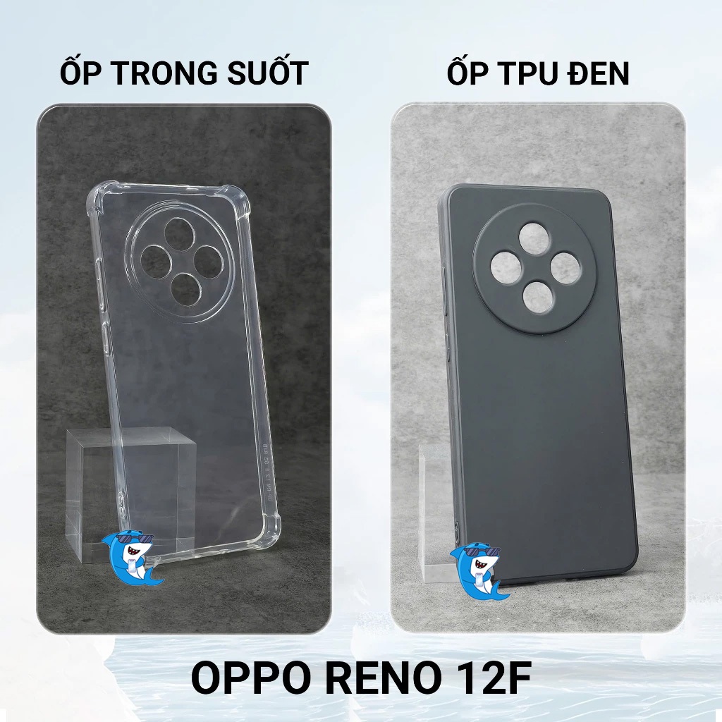 Ốp lưng Oppo reno 12 / 12 Pro / 12F nhựa dẻo trong suốt silicon cao cấp chống sốc viền vuông bảo vệ cam điện thoại