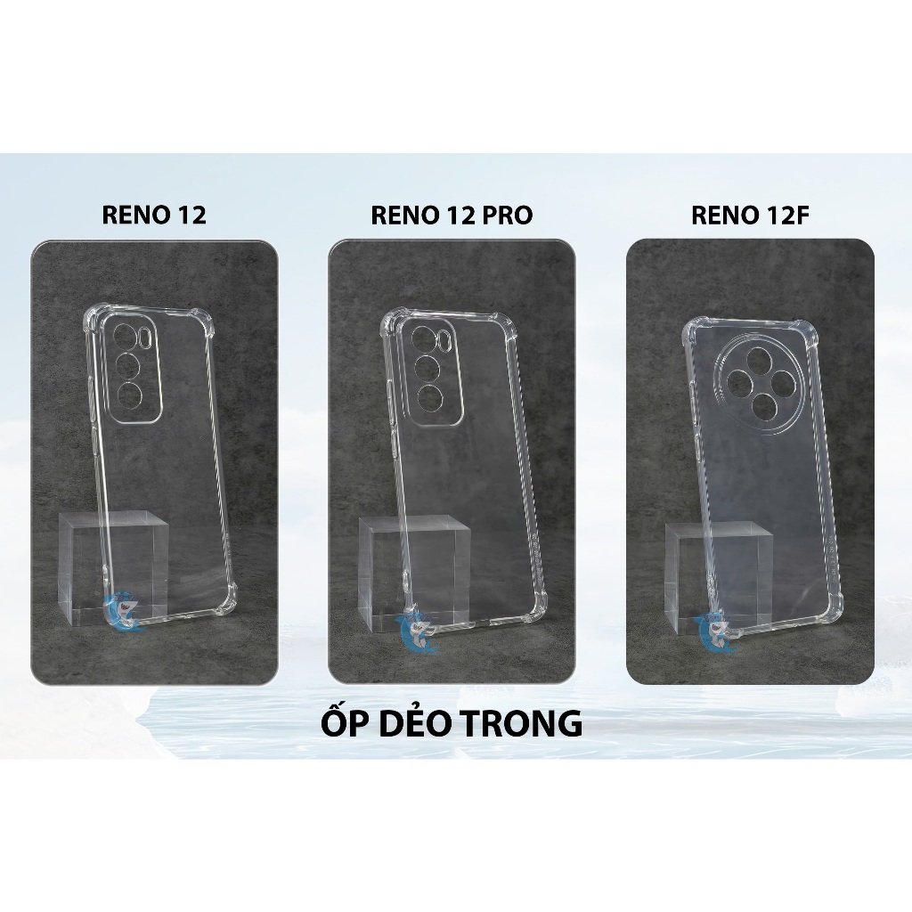 Ốp lưng Oppo reno 12 / 12 Pro / 12F nhựa dẻo trong suốt silicon cao cấp chống sốc viền vuông bảo vệ cam điện thoại
