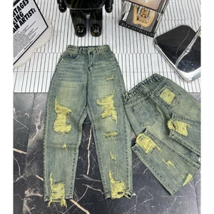 Quần Jean Baggy Nữ Rách Bụi Hai Bên Lưng Chun Túi Sau Rách 203 - 204