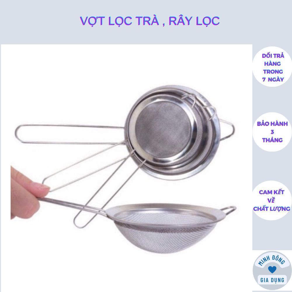 Vợt lọc trà, rây lọc trái cây, lọc bột, lọc thức ăn bằng inox, vợt rây size 20