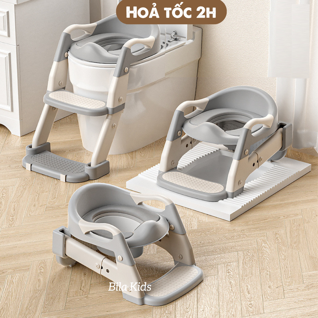 Nắp thu nhỏ bồn cầu, thang bô gấp gọn, bô vệ sinh cho bé 2IN1có tay vịn, gấp gọn hàng, dễ vệ sinh zinbang