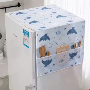 Tấm phủ tủ lạnh chống bám bụi có túi đựng đồ đa năng gia dụng tiện ích đồ trang trí vải che tủ lạnh decor nhà xinh xắn
