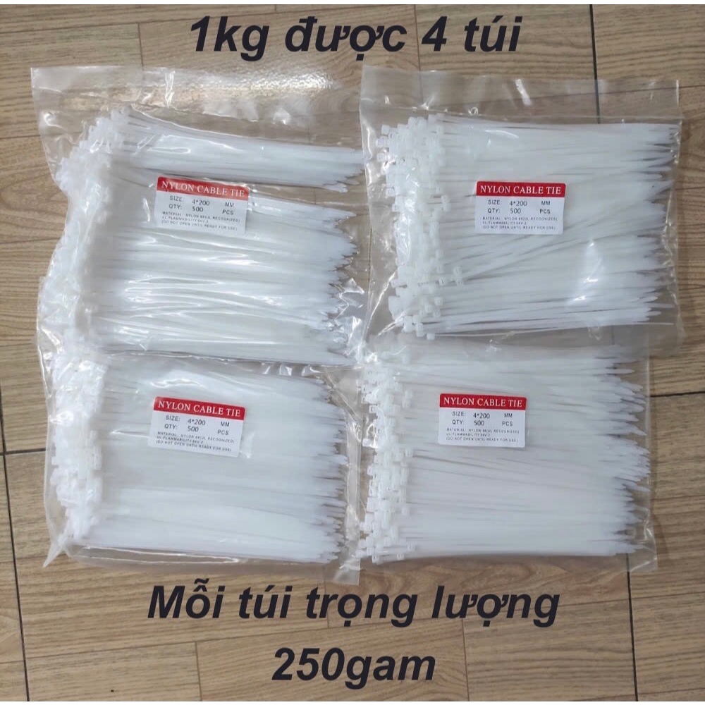 Dây rút nhựa trắng đen 1kg chất lượng cao, 1kg dây thít nhựa dẻo dai, thít chặt