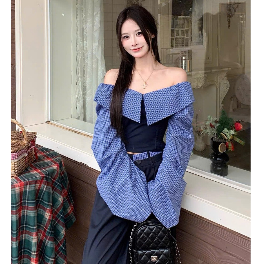 Sét Áo sơ mi mix Quần ống rộng hót hit phối tay bồng. ÁO mặc 2 kiểu.. thiết kế đẹp sang chảnh hót 2025