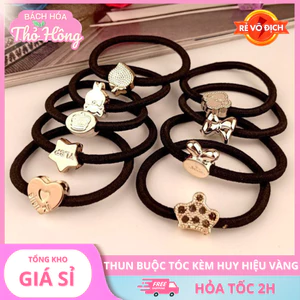 10 Thun Buộc Tóc Kèm Huy Hiệu Vàng