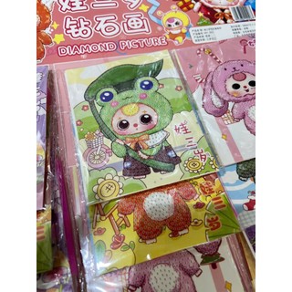 Vỉ 20 bộ tranh đính đá Baby three,tự làm tranh đính đá baby three
