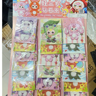 Vỉ 20 bộ tranh đính đá Baby three,tự làm tranh đính đá baby three