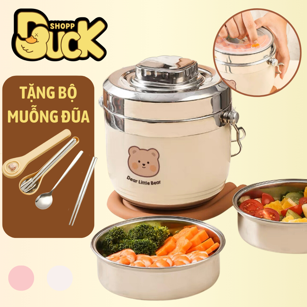 Dear Bear - Rabbit Hộp đựng cơm giữ nhiệt 1500ml ,cặp lồng inox đựng ...