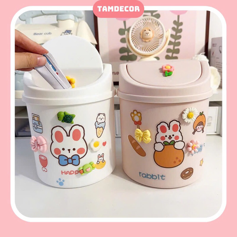 Thùng Rác Mini Cute Nắp Lật - Sọt Rác Để Bàn decor bàn học | Shopee ...