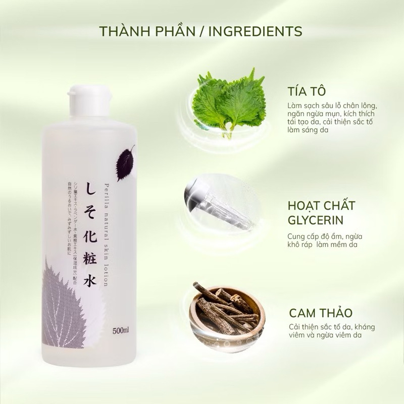 Nước Hoa Hồng Diếp Cá Tía Tô Ngải Cứu Dokudami Natural Skin Lotion Toner ( 500ml )