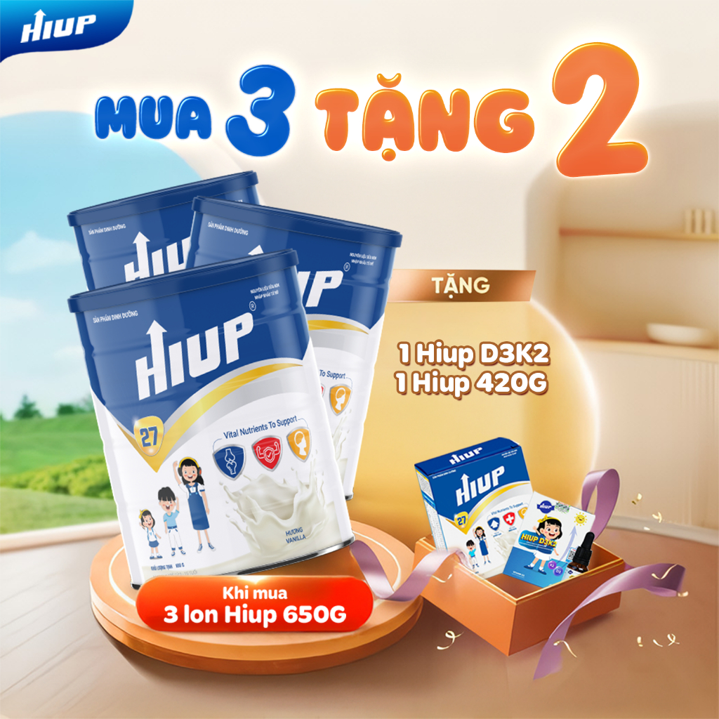 Ảnh Thực phẩm dinh dưỡng HIUP tăng chiều cao và tăng cân cho trẻ từ 2 đến 15 tuổi [Combo mua 3 tặng 1 Hiup 420g và 1HiupD3K2 1