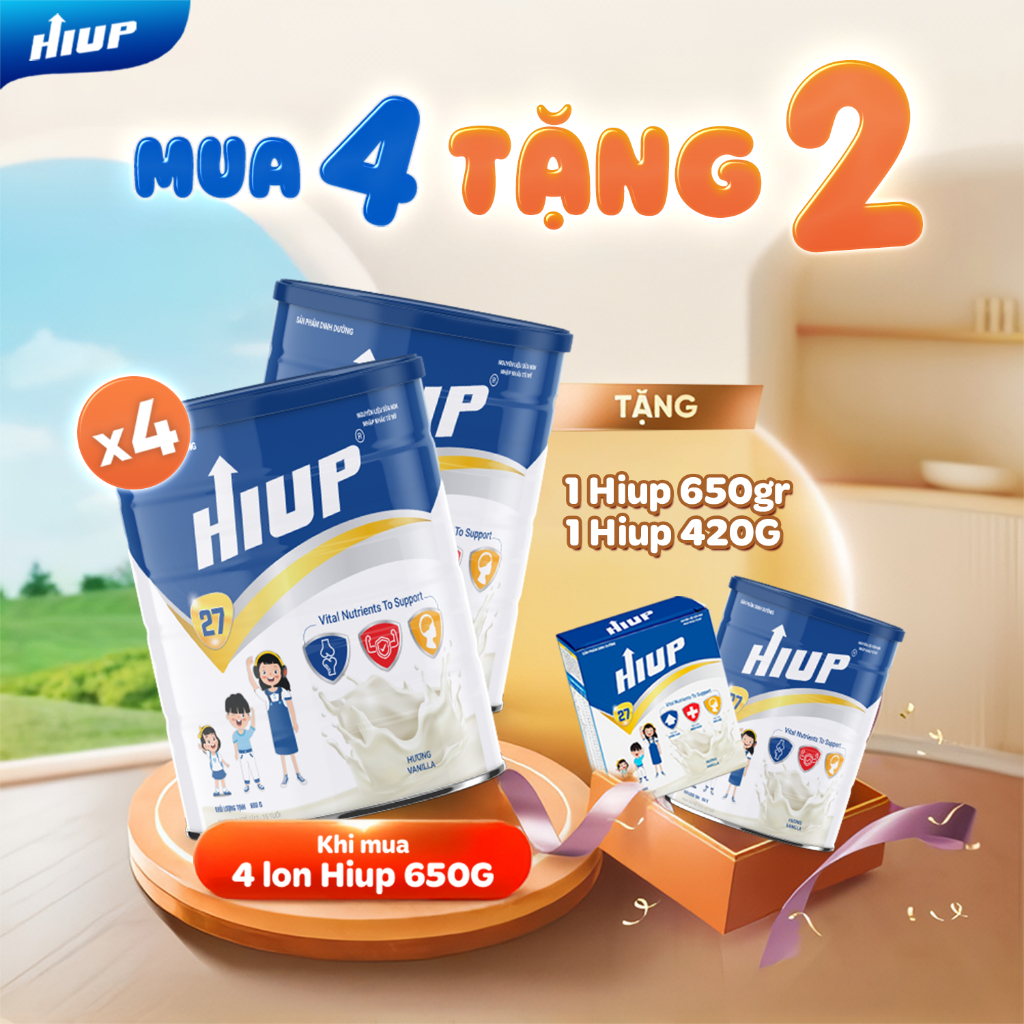 Ảnh Thực phẩm dinh dưỡng HIUP Tăng Chiều Cao và Tăng Cân Cho Trẻ Từ 2 Đến 15 Tuổi (Mua 4 Tặng 1 Hiup 650gr,1 Hiup 420g) 1