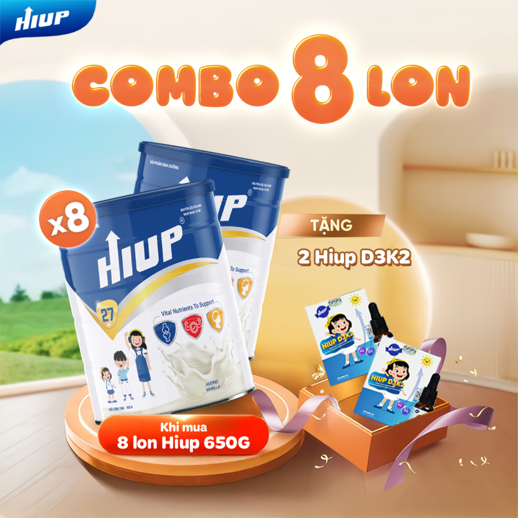Ảnh Combo 8 hộp tặng 2 HiupD3k2, Thực phẩm dinh dưỡng HIUP tăng chiều cao cho trẻ từ 2 đến 15 tuổi 1