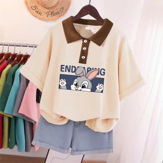 Áo  Polo, Áo thun bé gái Fom Rộng Hình In Cute Dễ Thương Vải Poly Cá Sấu Mềm Mịn Cho Bé 25-50kg ( Mẫu 03)