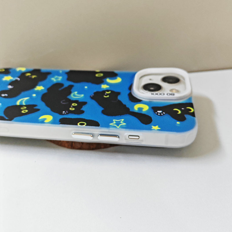Ốp Lưng iPhone Mèo Đen Trăng Khuyết Công Nghệ IMD  | Tương Thích iPhone 16/15/14/13/12/11 Pro Max/XR/XS Max