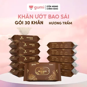 Hộp 20 gói khăn ướt bao sái hương trầm Gumi mềm nhẹ nhàng làm sạch các vật phẩm thờ cúng