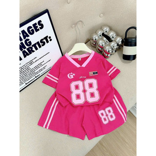 Bộ thể thao cho bé gái in số 88 chất thun cotton mềm mịn thấm hút mồ hôi (9-42kg