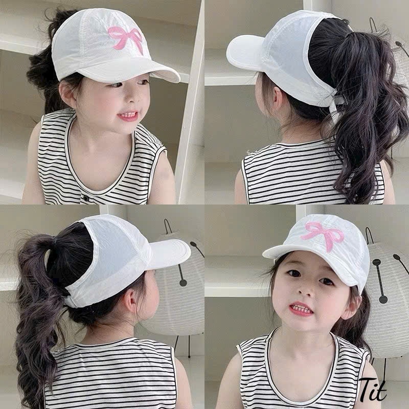 Mũ lưỡi trai họa tiết NƠ nửa đầu cho bé - Mũ che nắng phong cách Hàn Quốc